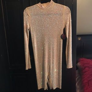 Long sleeve rhinestone romper